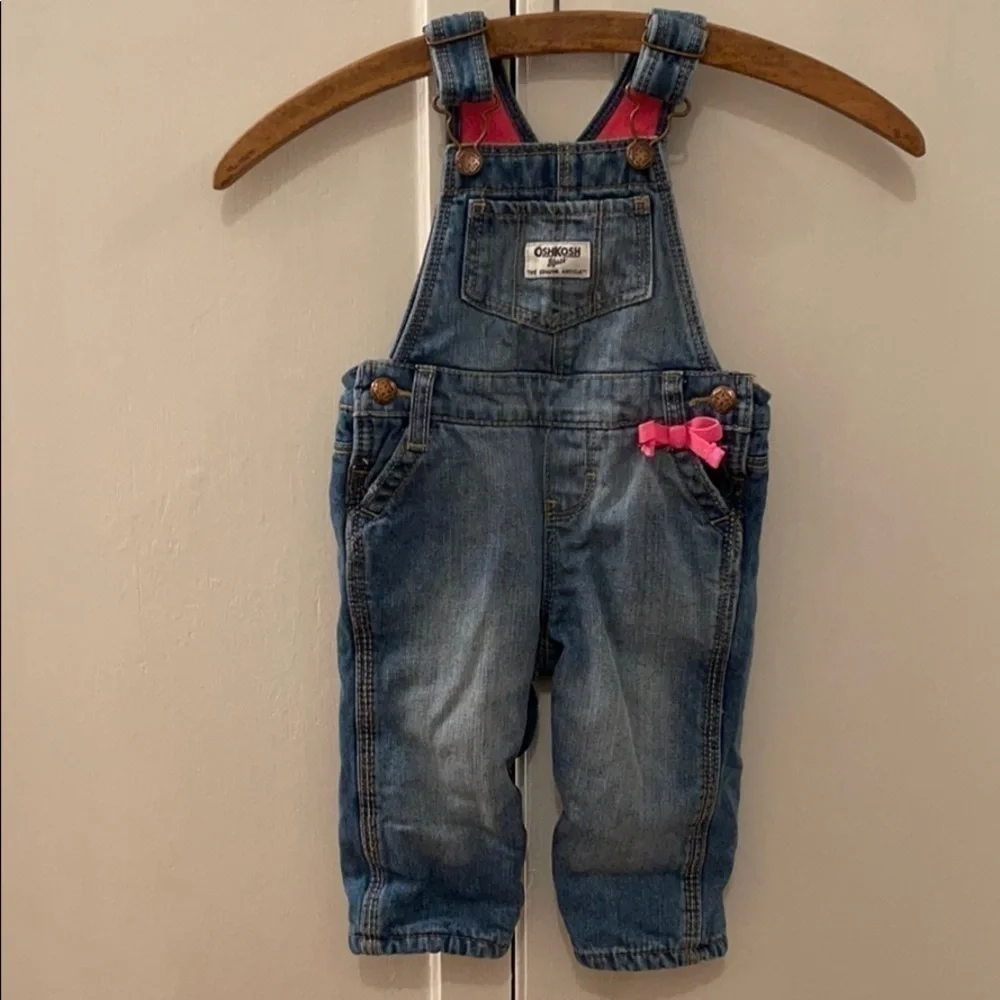 EUC Oshkosh B’Gosh pink lined jean bibs​​​​​​​​​​​​​​